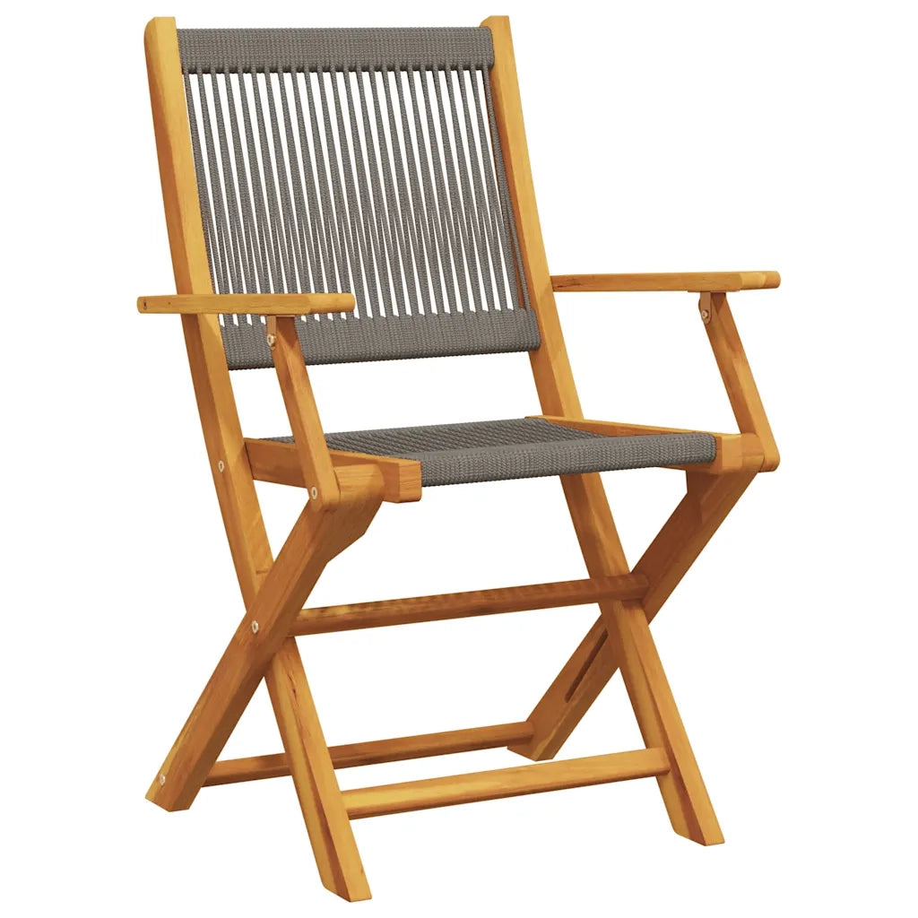 Sedie Giardino 2pz Grigie Legno Massello Acacia e Polipropilene