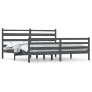 Letto matrimoniale | Letto per adulti | Giroletto in Legno Massello di Pino 200x200 cm Grigio