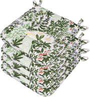 Set 4 Cuscini Sedia Erba Verde Cotone Lavabili Morbidi Universali Coprisedie Con Lacci