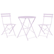 Set da Esterno 3 pezzi Tavolino e 2 Sedile Pieghevoli in Metallo Blu