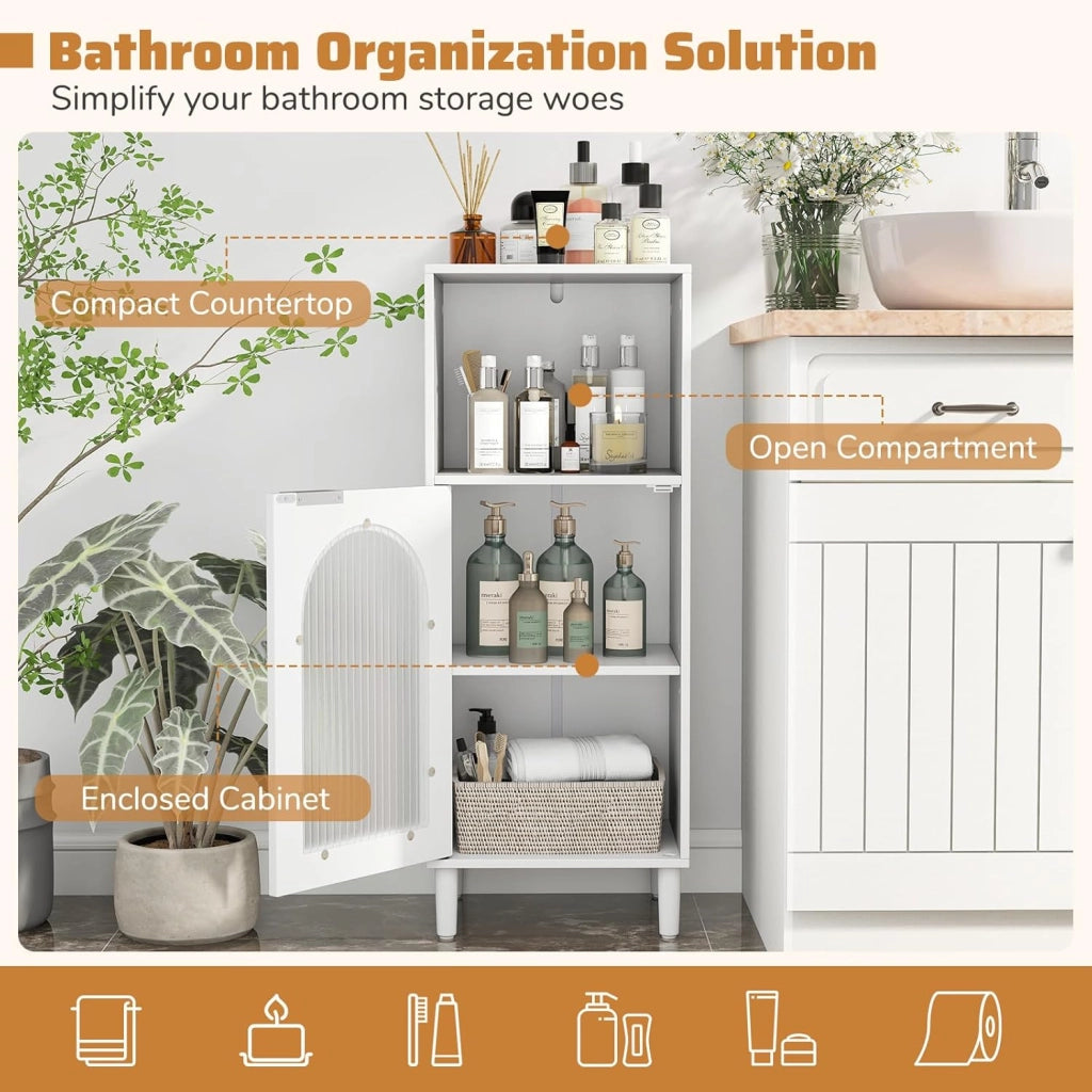 Armadietto da bagno con porta e ripiano, armadietto da bagno sottile, per piccoli spazi, soggiorno, cucina, 35 x 30 x 90 cm