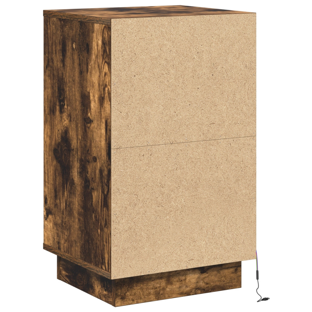 Comodino con LED Rovere Affumicato 39x34.5x65 cm Legno ingegnerizzato
