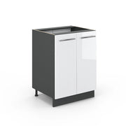 Mobiletto base cucina Fame-Line Bianco lucido/Antracite 60 cm senza piano di lavoro Vicco