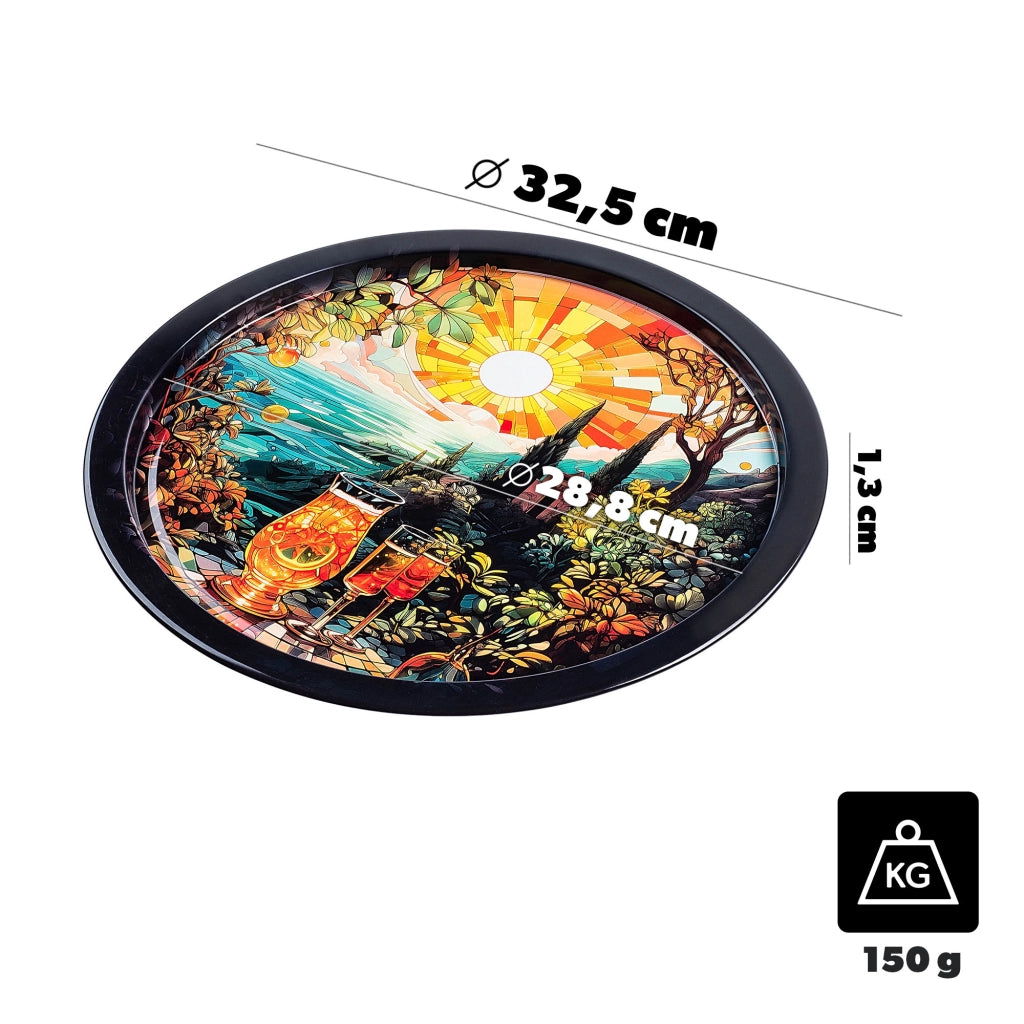 Vassoio decorativo rotondo in metallo KADAX, grande vassoio da cocktail da 32,5 cm