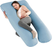 Cuscino per la gravidanza - Cuscino a forma di U, supporto full-body per la schiena, glutei e gambe per donne in stato di gravidanza, copertura rimovibile blu