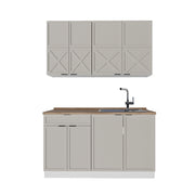 Cucina completa Fame-Line GrigioBeige/Bianco 140 cm, PL Rovere Vicco