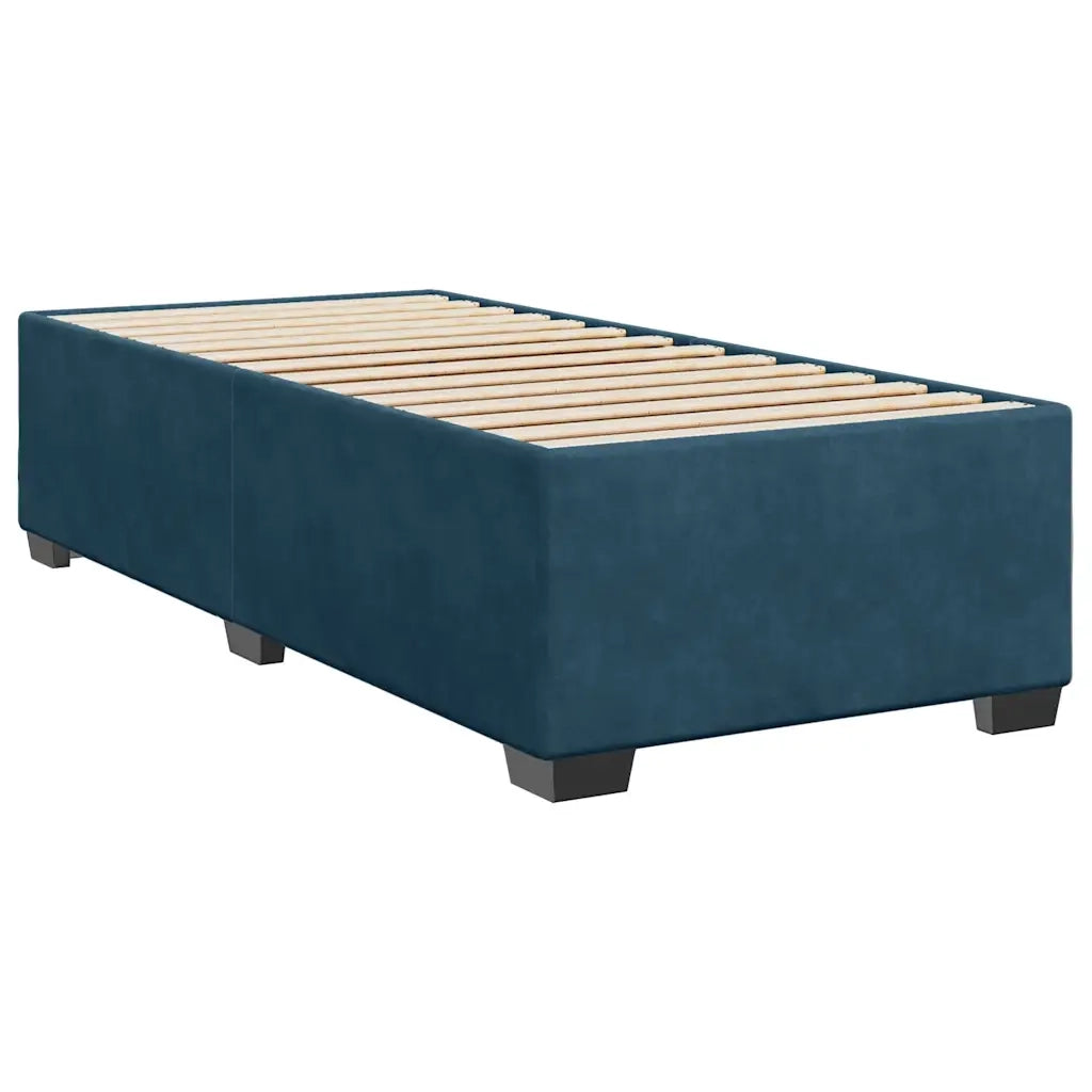 Giroletto a Molle con Materasso Blu Scuro 90x200 cm in Velluto