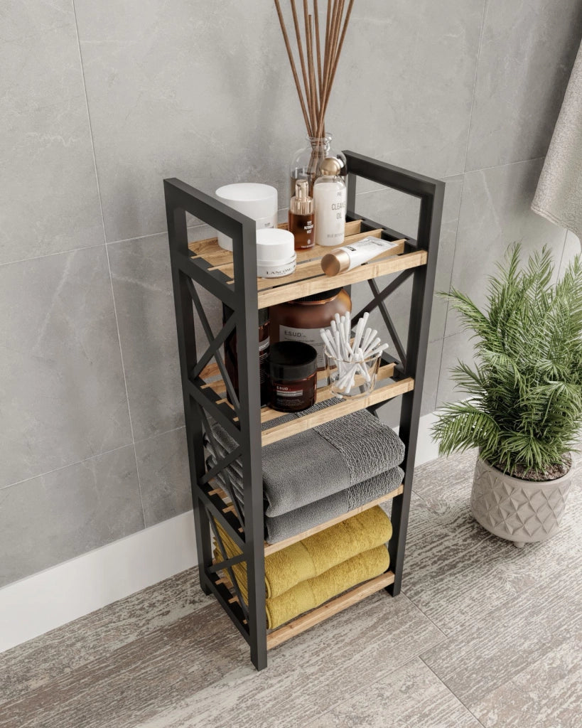 Scaffale multifunzionale "Mini" in legno - 23 x 18 x 64 cm - Nero