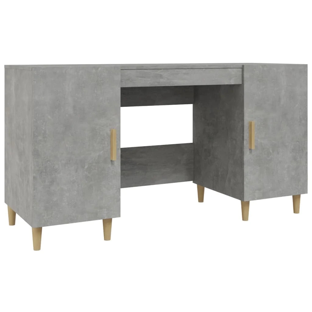 Scrivania tavolo postazione di lavoro mobile per computer studio 140 x 50 x 75 cm legno ingegnerizzato grigio 02_0023842