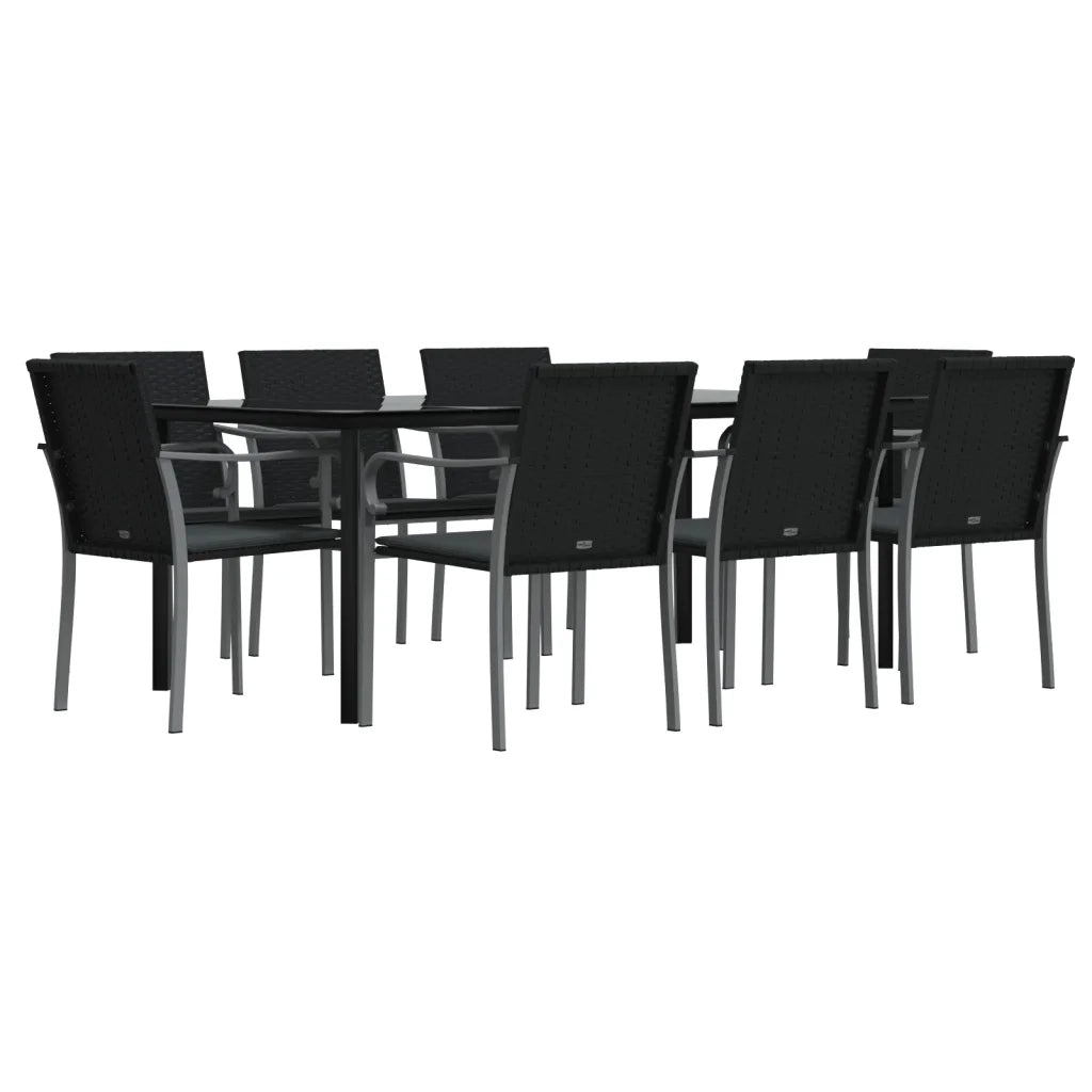Set Pranzo da Giardino 9 pz con Cuscini in Polyrattan e Acciaio 3186968