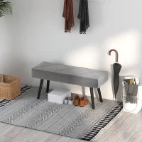 Panca Imbottita Fondoletto in Velluto con Gambe in Acciaio, 100x36x45cm, Grigio