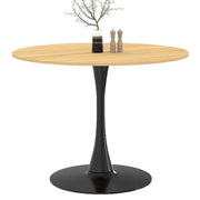 IDMarket - DALIA Mesa de comedor para 6 personas con patas de madera y tulipán negro 110 cm