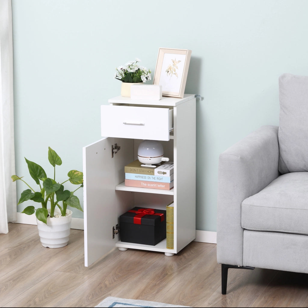 Mobiletto per Bagno con Ante e Cassetto ¨C zephmum ¨C Legno Bianco 30x30x60