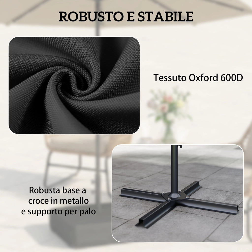 Base per Ombrellone Riempibile con Sabbia 80 kg/Sabbia Bagnata 90 kg, per Pali di Ombrelloni da ?48 mm, Nero