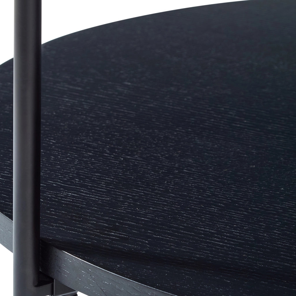 TAVOLINO DA SALOTTO Rotondo 69x69x38 cm Nero in legno massello e MDF