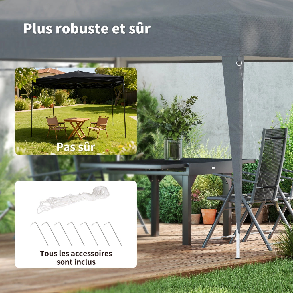 Gazebo da giardino pieghevole anti-UV con sacco ¨C zephmum ¨C grigio 2.95x2.95x2.55 m