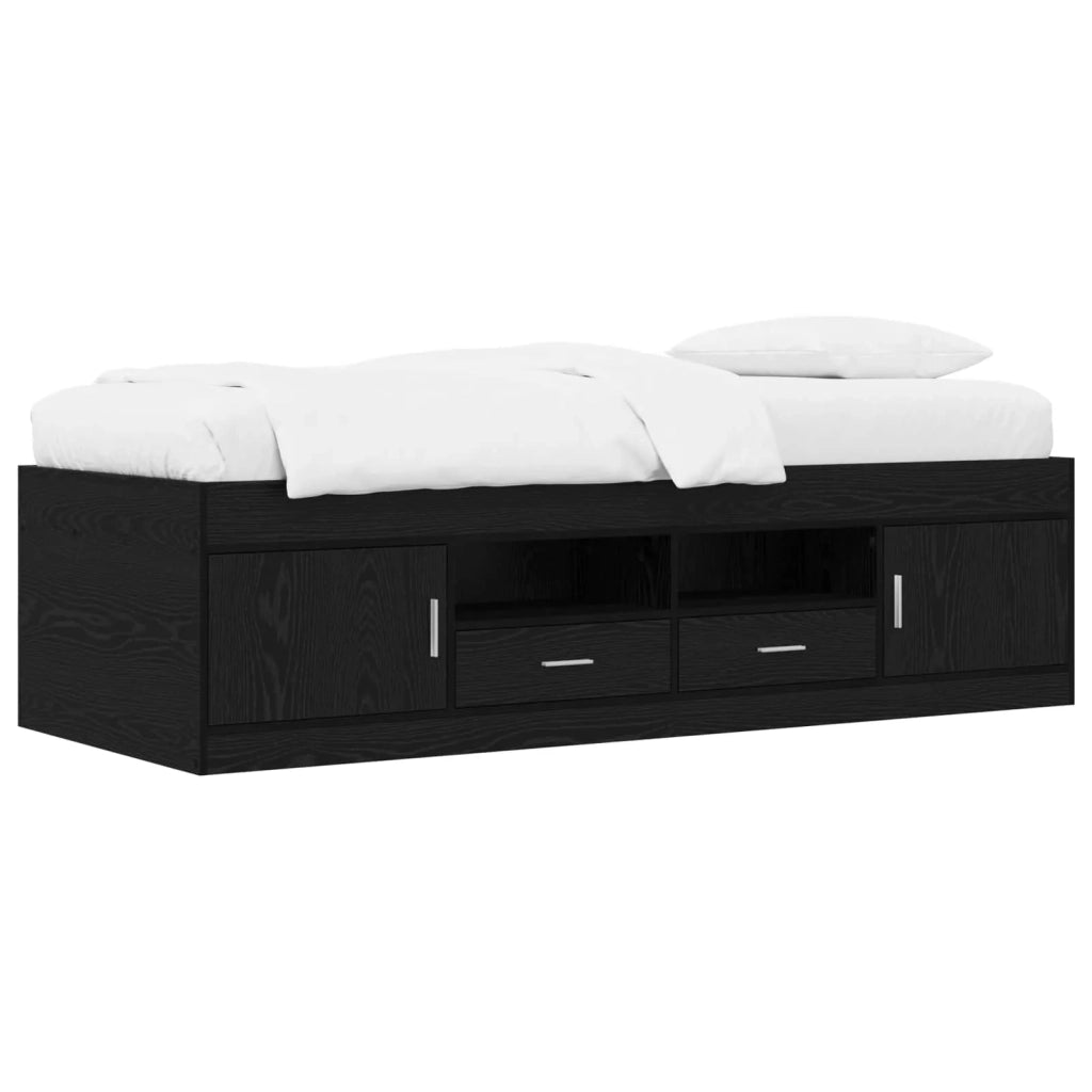 Telaio del letto con storage con porta Rovere Nero 80 x 200 cm 3429499