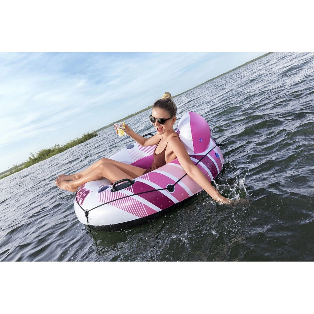 Trade Shop - Salvagente Gonfiabile Hydro Force Rapid Rider Rosa Con Schienale Portabevande ø135cm 43953 -
