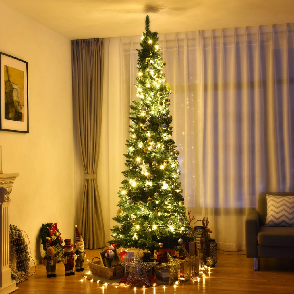 Albero di natale aghi in PVC di alta qualit¨¤ struttura con cerniere e base, Albero di natale 270 cm per casa ufficio negozi Verde-Alberi di Natale