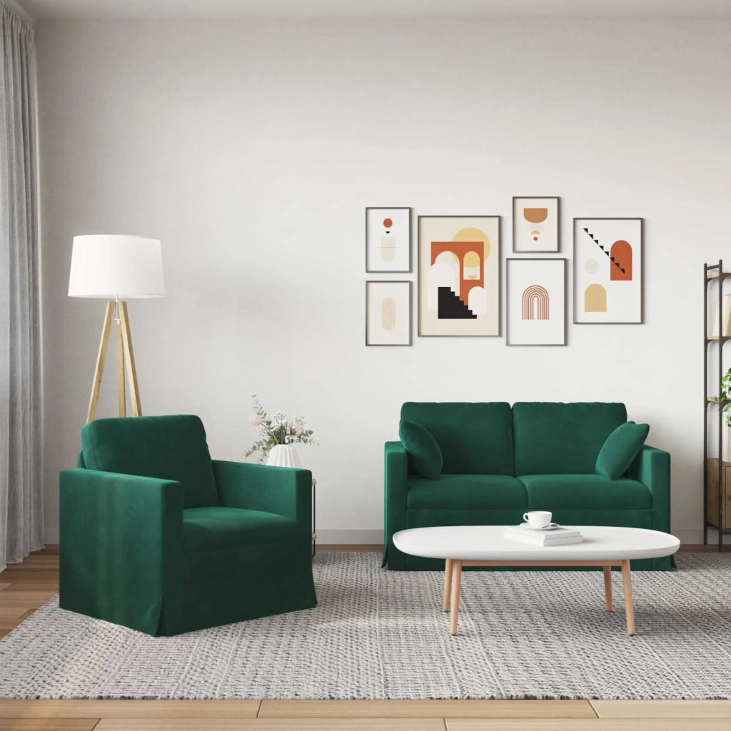 Set di divani 2 pcs Verde Scuro 138 x 78 x 80 cm Velluto