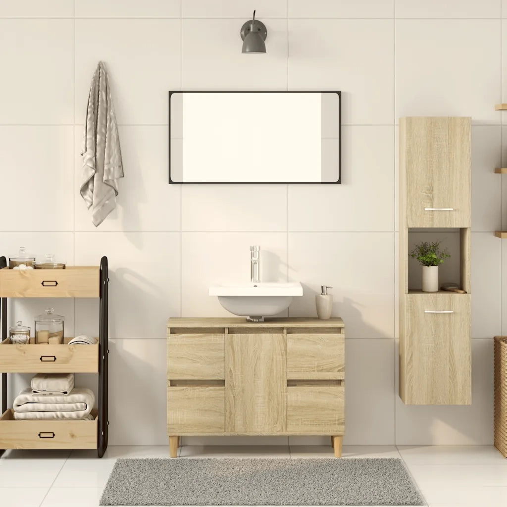 Mobile da Bagno | Armadio da bagno Rovere Sonoma 30x30x130 cm in Legno Multistrato