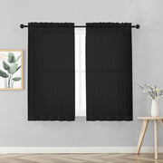 Coppia Tendine Tende 60 x 150 Cm Finestra Semi Oscuranti A Tinta Unita Leggera Cucina Camera Cameretta 2 Pannelli Nero