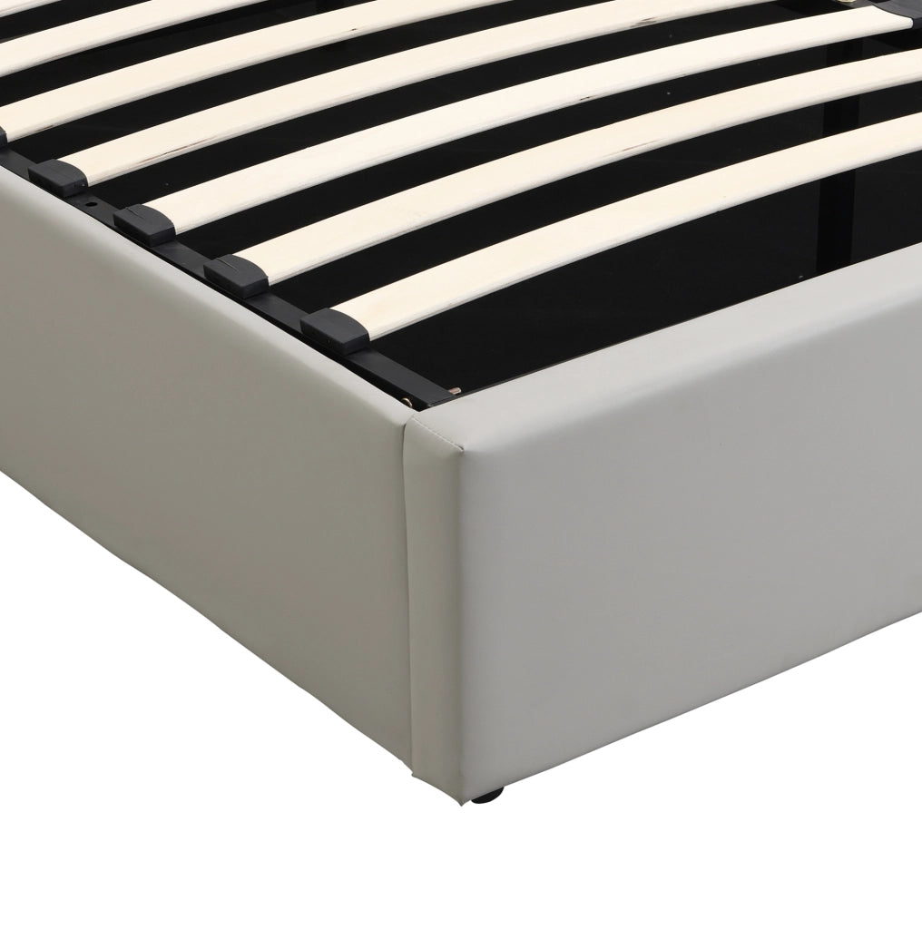 Letto imbottito LED 140x200 cm in PU grigio con vano