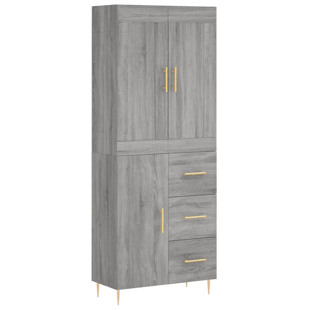 Credenza Grigio Sonoma 69,5x34x180 cm in Legno Multistrato 3199807