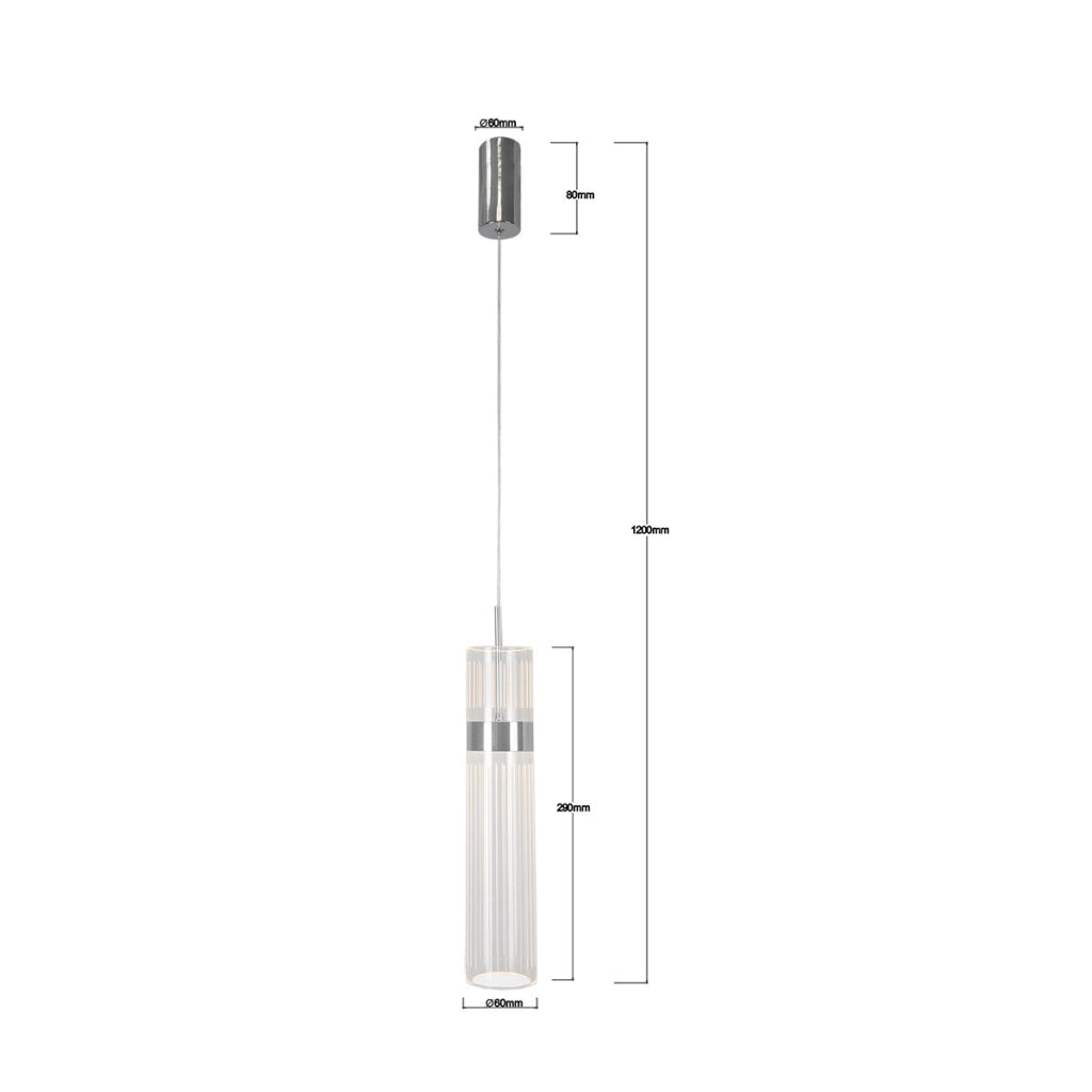 Lampada a sospensione Ambiente tubo acrilico cromato LED CCT 6W