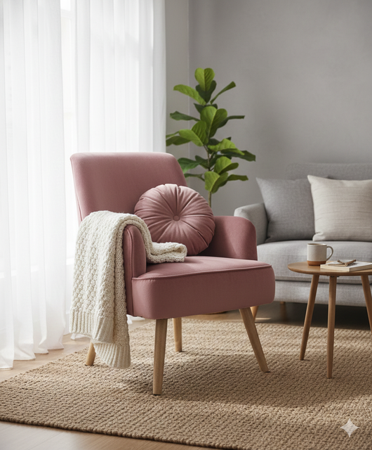 Poltrona Adeline Rosa Antik in Velluto Rosa