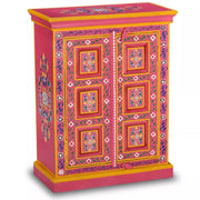 Buffet credenza mobiletto consolle mobile contenitore legno massello di mango dipinto a mano in rosa 4402024