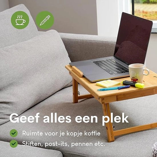 Tavolo da letto - Tavolo pieghevole - tavolo per laptop da letto, tavolo per lettura o colazione, 34D x 54L x 27A centimetri