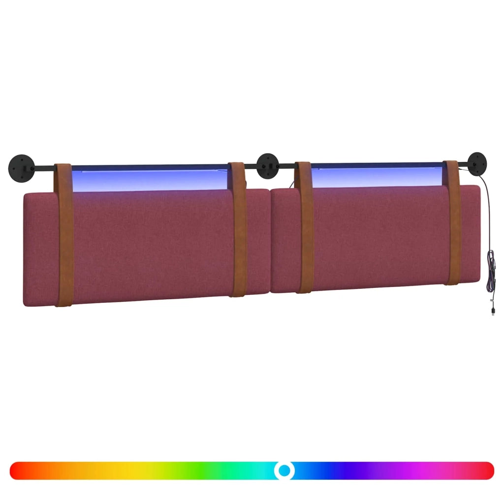 Testiera | Testata sospesa Con luce LED Rosso Vino PU Antico