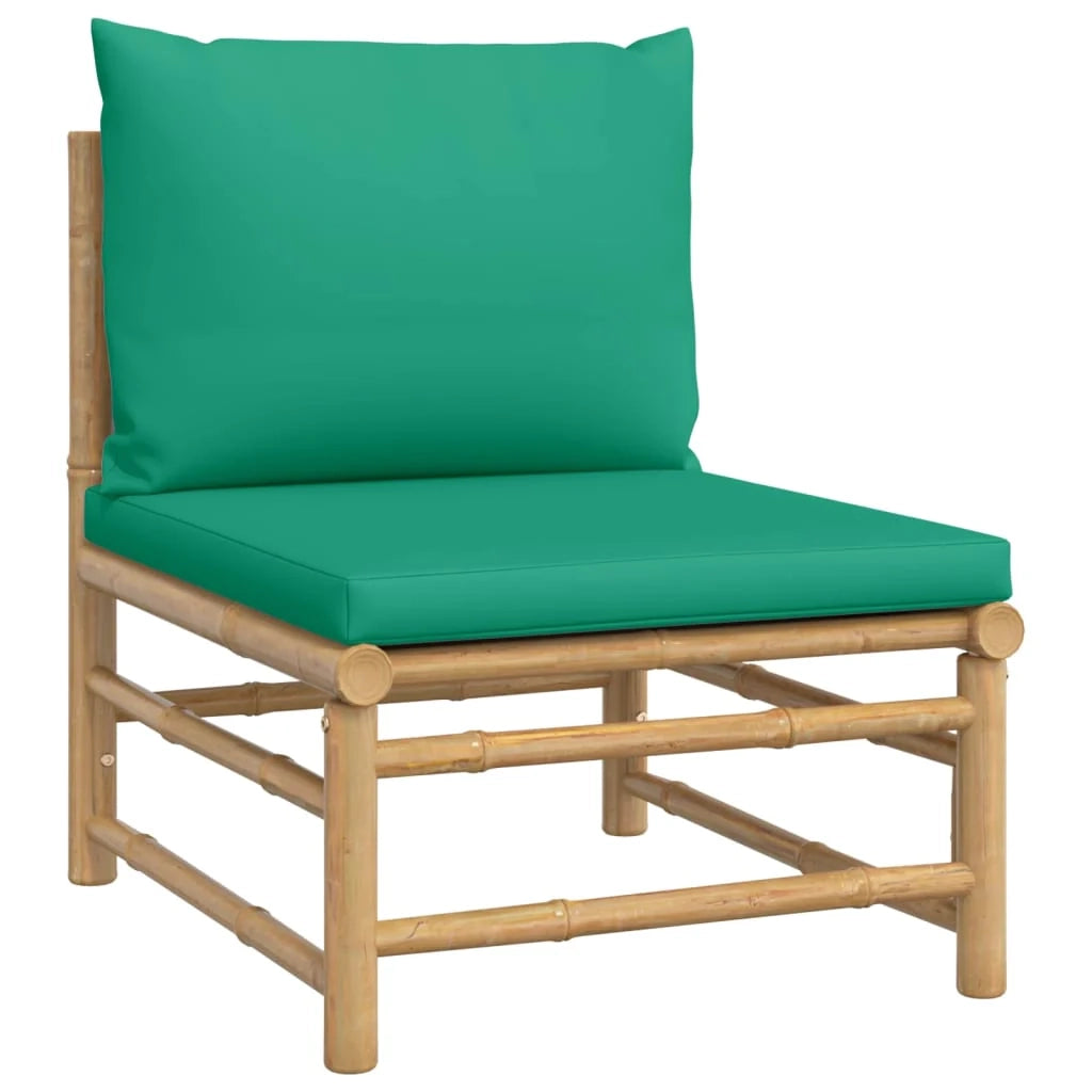 Set di mobili da giardino per esterni 10 pezzi con cuscini bambù verde 02_0015191