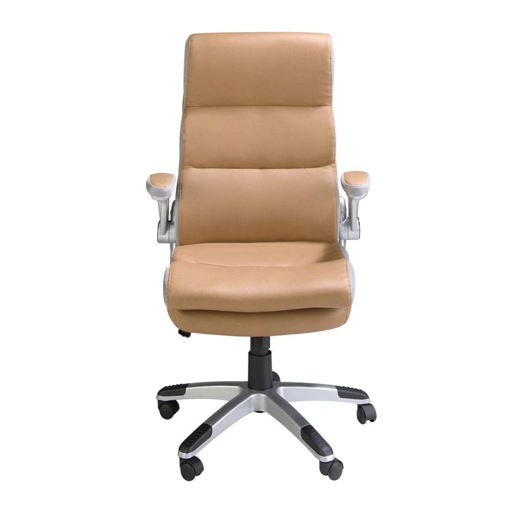 Sedia da ufficio girevole in similpelle marrone