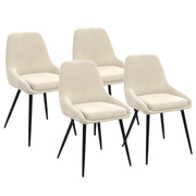 IDMarket - Lote de 4 sillas THALYA de terciopelo beige con medio reposabrazos