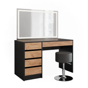 Vicco Tavolo da toilette Antracite/quercia dorata 120 x 75 cm con specchio LED e sgabello