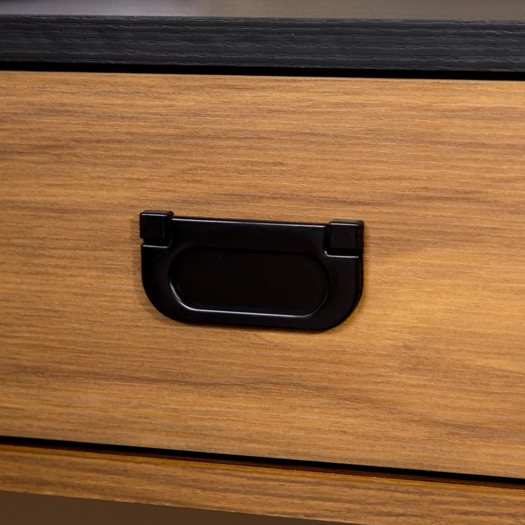 Easycomfort Scrivania per Camera e Ufficio con Cassetto Stile Industriale, 110x50x76cm, Noce e Nero