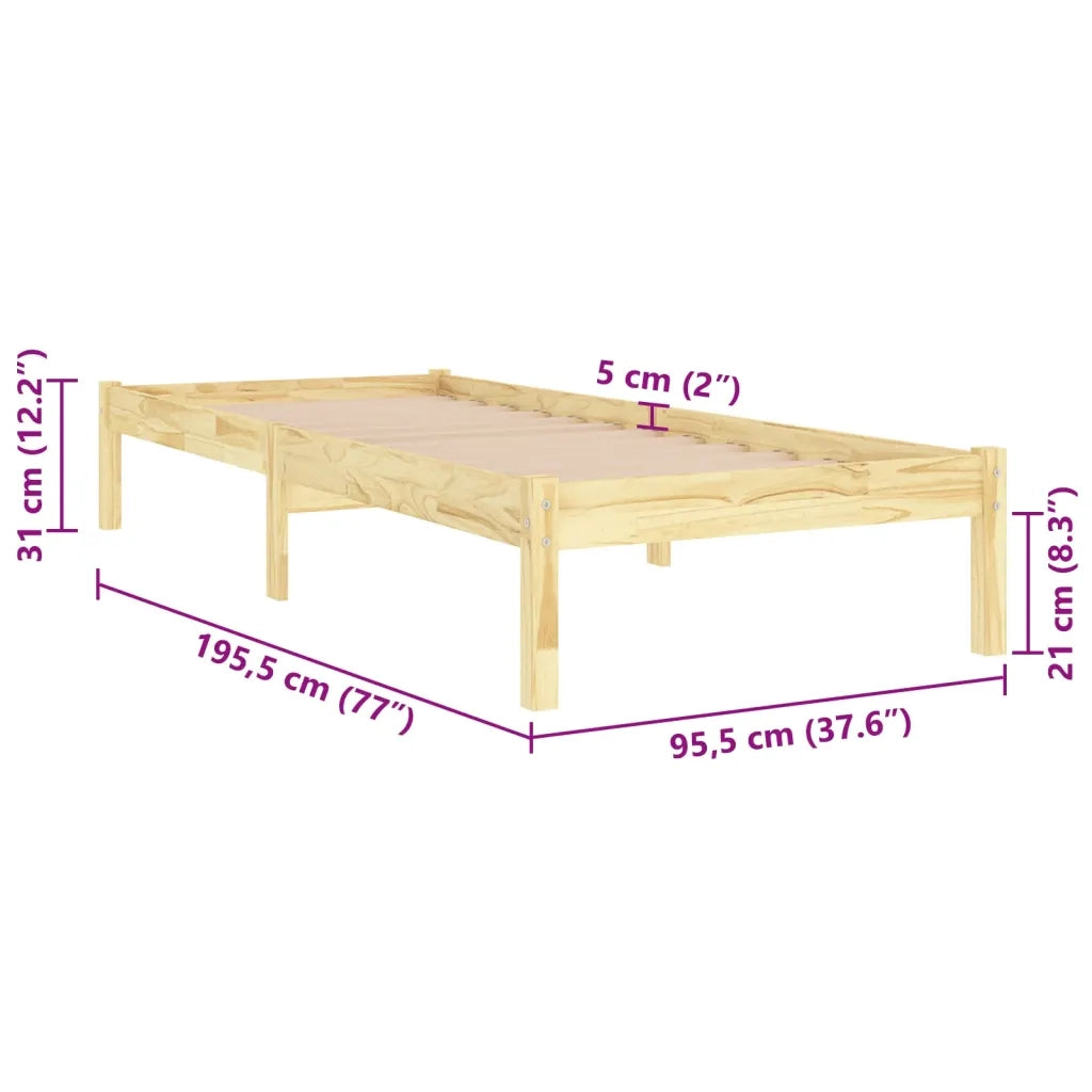 Giroletto-Struttura Letto in Legno Massello 90x190 cm Single 369755