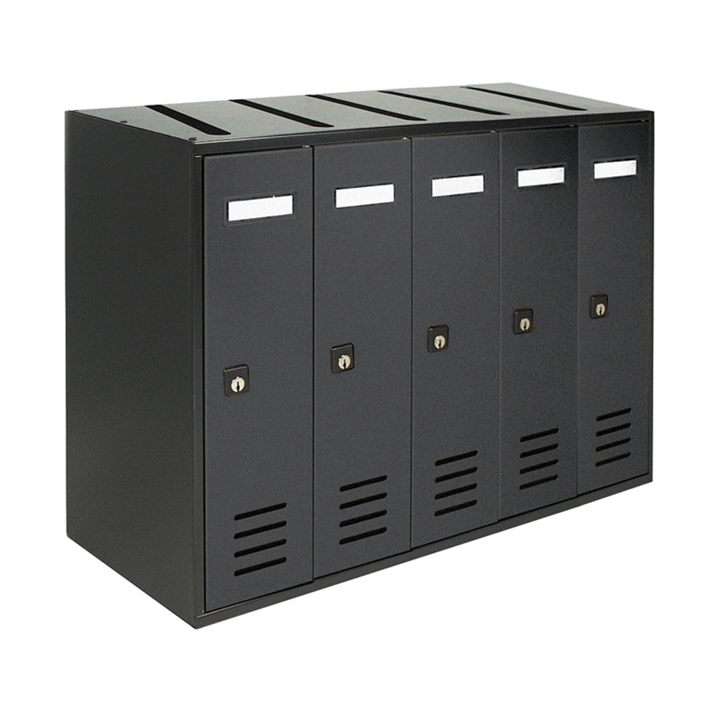 ALUBOX CUBO Cassette Postali Condominiali 5 Posti 38,5X53X25 Cm In Lamiera Zincata Cassetta Postale Condominiale Verticale Da Esterno E Interno Protetto COLORE: ANTRACITE