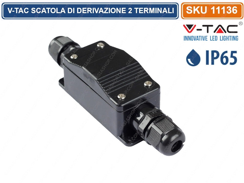 V-TAC SCATOLA DI DERIVAZIONE CON 2 TERMINALI IP65 - SKU 11136