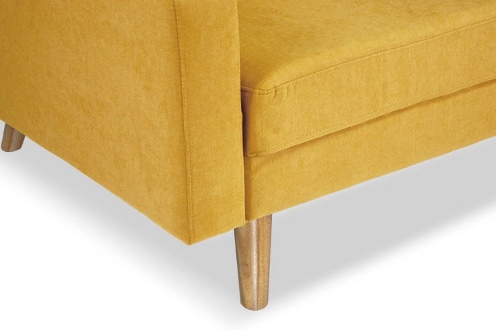 Divano 3 posti in tessuto vellutato giallo piedi in legno - Chloe - DI-CH16FBC-PL
