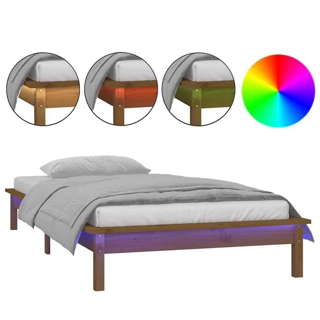 Giroletto con LED Miele 90x190 cm 3FT Single in Legno Massello cod mxl 60792