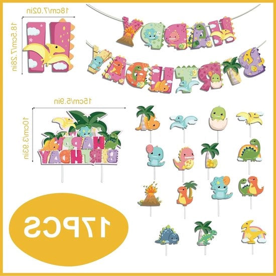 Decorazioni per torte con dinosauri - Set di 16 - Decorazioni per feste di compleanno
