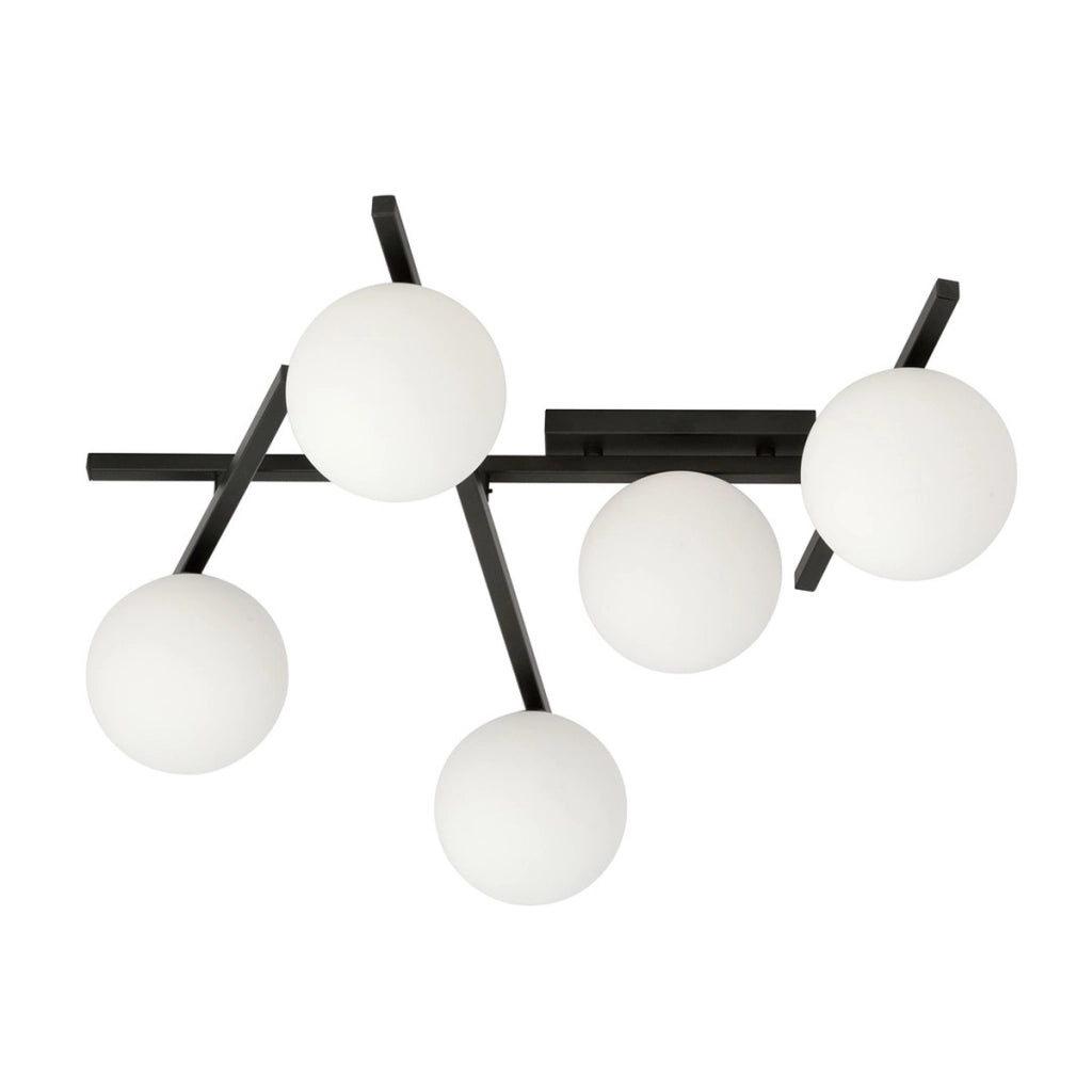 Lampada a sospensione SMART in acciaio nero e vetro opalino