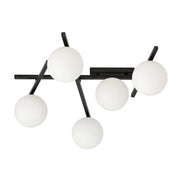 Lampada a sospensione SMART in acciaio nero e vetro opalino