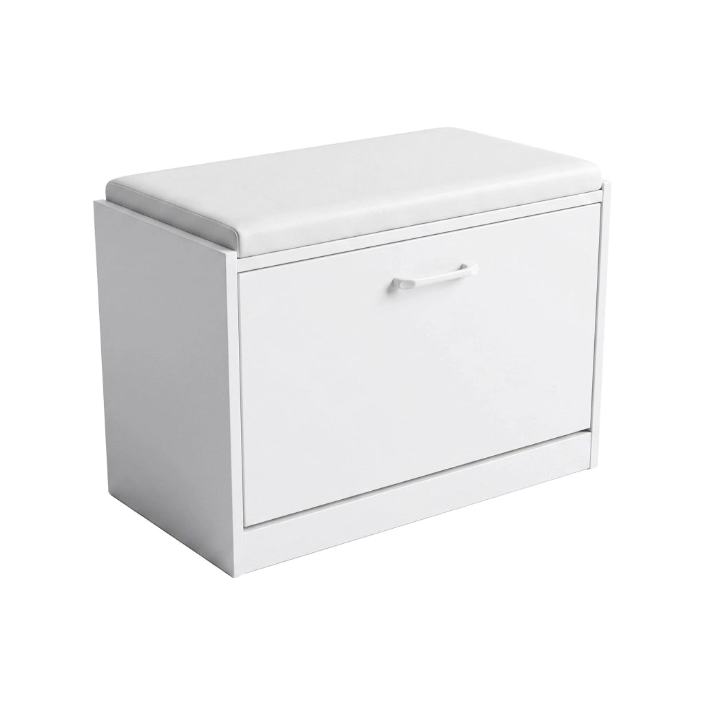 Kaizen - Panca da Ingresso con Scarpiera 63x47x30 cm 9 paia Portascarpe con Cuscino in Legno Bianco