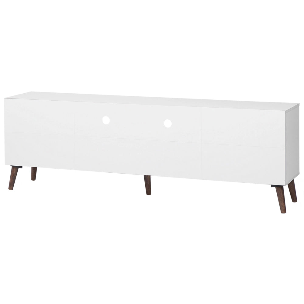 Mobile TV bianco con legno scuro per TV fino a 78ʺ con 2 ripiani