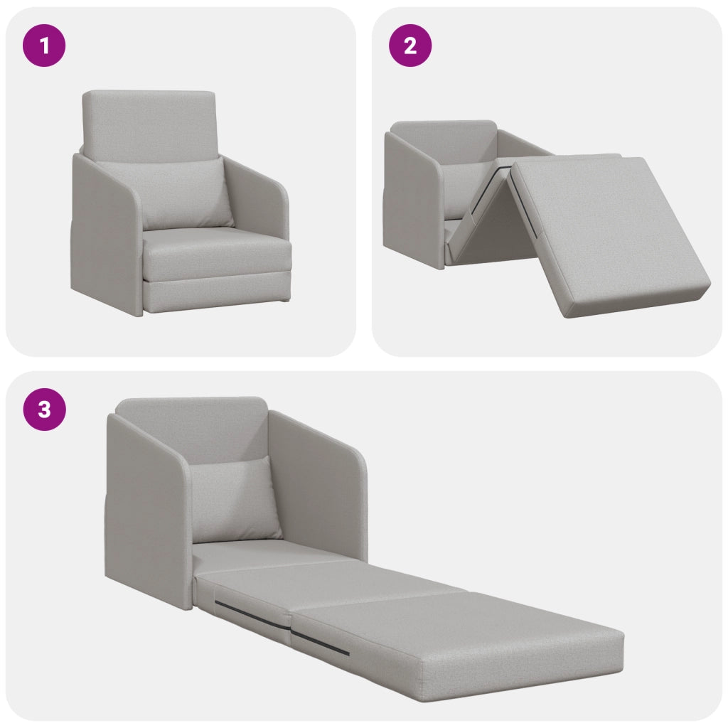 Divano Letto a Terra 2-in-1 Grigio Nuvola 65x80x83 cm Tessuto