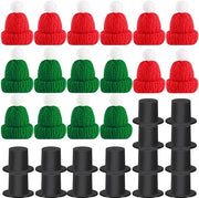 Set di Berretti di Neve Mini - 32 Berretti - Berretti Lavorati a Maglia/Plastica - Accessori di Decorazione - Progetti di Natale Fatti a Mano - Compatti e Comodi - Decorazioni di Neve per Natale